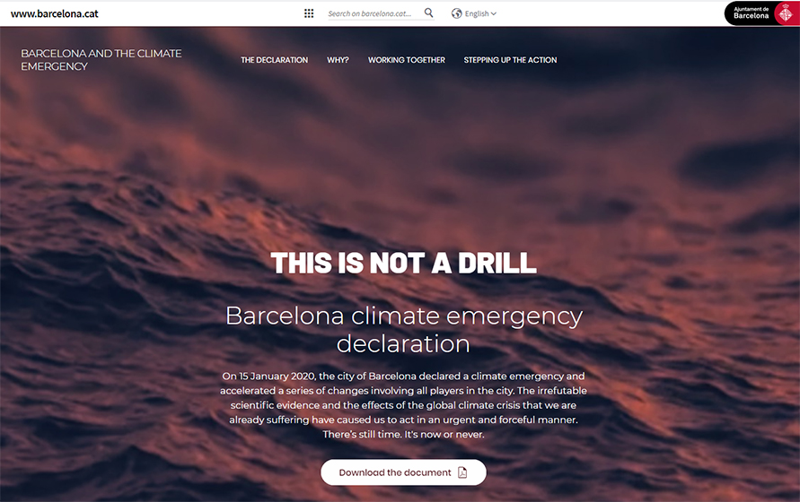 気候緊急事態宣言のウェブサイトhttps://www.barcelona.cat/emergenciaclimatica/en